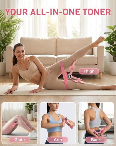 Zoomsnail Thigh Trainer for Women with 3 Resistance Bands, Inner Thigh Exerciser with Screen, Pelvic Floor Exercise Device, Kegel Exerciser for Pelvic Strengthening, Home Workout Equipment in Kuwait