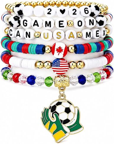 Soccer Theme Charm Bracelet for Fans, Adjustable Sports Bracelet, Game Day Accessories, Friendship Gift for Women Men Teens in Kuwait