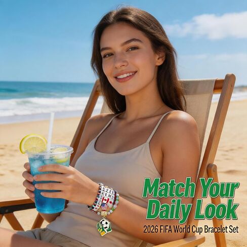 Soccer Theme Charm Bracelet for Fans, Adjustable Sports Bracelet, Game Day Accessories, Friendship Gift for Women Men Teens in Kuwait