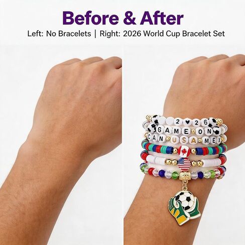 Soccer Theme Charm Bracelet for Fans, Adjustable Sports Bracelet, Game Day Accessories, Friendship Gift for Women Men Teens in Kuwait