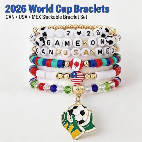 Soccer Theme Charm Bracelet for Fans, Adjustable Sports Bracelet, Game Day Accessories, Friendship Gift for Women Men Teens in Kuwait