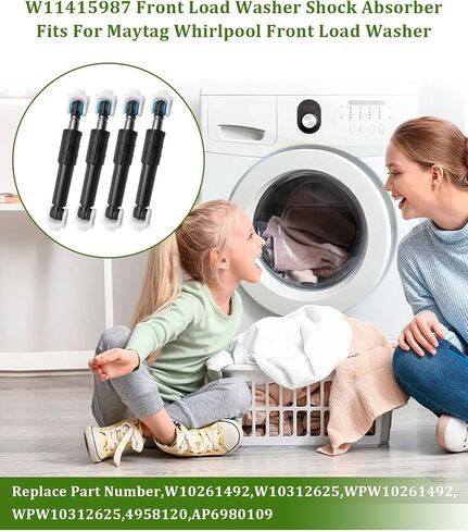 W11415987 Front Load Washer Shock Absorber Fit for Whirlpool Maytag Washing Machine | Replaces W10261492 W10312625 WPW10261492 4958120 AP6980109 | Fits for WFW94HEXW0 | 4 Pack in Kuwait