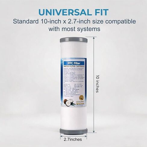 4-Pack of PPC Composite Filter cartridges, Measuring 10 inches x 2.7 inches, with Filtration Accuracy 1 Micron, Replacement Filter cartridges Household Water in Kuwait