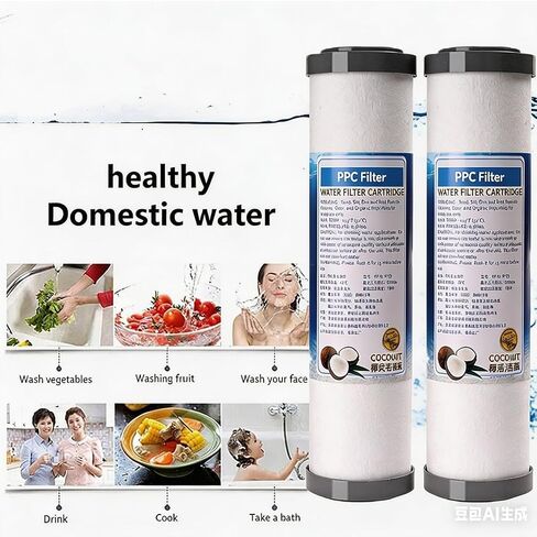 4-Pack of PPC Composite Filter cartridges, Measuring 10 inches x 2.7 inches, with Filtration Accuracy 1 Micron, Replacement Filter cartridges Household Water in Kuwait