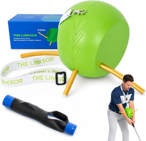 LI FITNESS Golf Training Ball with Rope and Grip Trainer for Swing Practice | Helps train connected arms, reduce chicken wing posture, guide torso rotation, and improve swing mechanics during practice in Kuwait