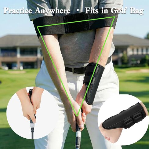 Golf Training Kit with Arm Support, Wrist Brace & Grip Trainer, Golf Wrist Training Aid for Swing Alignment, Muscle Memory and Warm-Up, Indoor/Outdoor Gift for Beginners, Men & Women in Kuwait