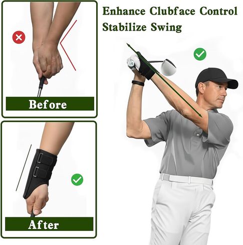 Golf Training Kit with Arm Support, Wrist Brace & Grip Trainer, Golf Wrist Training Aid for Swing Alignment, Muscle Memory and Warm-Up, Indoor/Outdoor Gift for Beginners, Men & Women in Kuwait