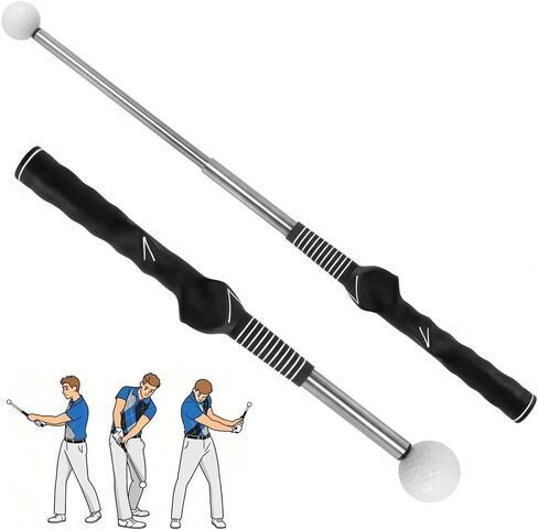 5-in-1 Retractable Golf Swing Trainer, Training Aid with Golf Grip Trainer, Golf Trainer for Beginners & Tempo Training for Advanced, Click Feedback, Arm Connection, Indoor/Outdoor in Kuwait