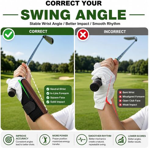 Golf Swing Training Aid, Adjustable Wrist Trainer Brace with Wider Splint Design & Soft Padding, Correct Wrist Angle Swing Posture & Develop Muscle Memory for Left & Right Handed in Kuwait