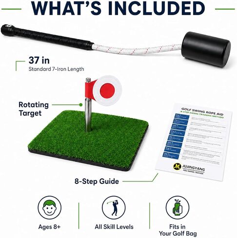 Golf Rope Swing Trainer with Rotating Target, Golf Swing Training Aid, Tempo & Rhythm Training, Speed, Strength Development, Warm-Up & Practice Equipment, Gifts for Golfer Men Dad Him Golfer in Kuwait