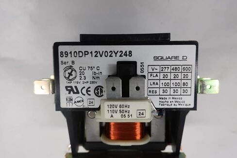 SQUARE D 8910DP12V02Y248 AC CONTACTOR 120V-AC 20A 2HP SER B in Kuwait