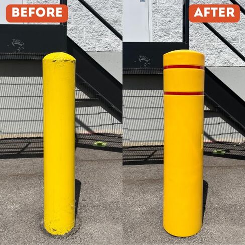 Innoplast BollardGard 4" x 52" غطاء حاجز مكون من قطعتين (شريط أحمر أصفر) in Kuwait