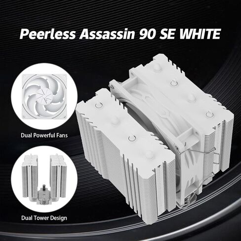 Peerless Assassin 90 SE Dual-Tower CPU Cooler,with Aluminum Heatsink Cooling,High Perfommance 4 Heat Pipes PC Cooler,Intel 1700/115X/1200/1851; AMD:AM4/ AM5 for Desktop Cooler,110mm Tall in Saudi Arabia