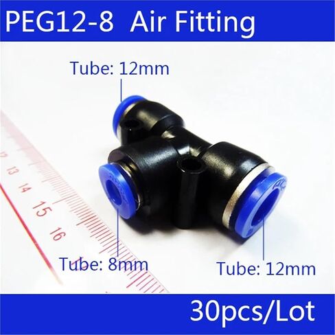 30 قطعة PEG 12 مللي متر-8 مللي متر هوائي غير متكافئ الاتحاد المحملة تركيب سريع موصل تقليل المقرنة 12-8 in Kuwait