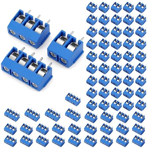 5 مم/0.2 بوصة كتلة طرفية لتركيب PCB 72 قطعة 2Pin 3Pin 4Pin PCB محطات أسلاك موصلات لوحة الدائرة (أزرق، 45 × 2 دبوس، 22 × 3Pin، 5 × 4 دبوس) in Kuwait