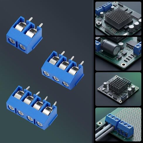5 مم/0.2 بوصة كتلة طرفية لتركيب PCB 72 قطعة 2Pin 3Pin 4Pin PCB محطات أسلاك موصلات لوحة الدائرة (أزرق، 45 × 2 دبوس، 22 × 3Pin، 5 × 4 دبوس) in Kuwait