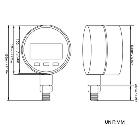 جهاز اختبار الضغط الرقمي من هيليتاند 0-200 بار 4 بوصة مقياس ضغط إلكتروني من الفولاذ المقاوم للصدأ مع إضاءة خلفية LCD لزيت الماء الهيدروليكي الهوائي in Kuwait