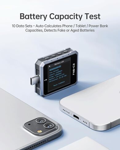 FNIRSI FNB-C2 PD 3.1 USB C Tester 4-50V 6.5A 240W, USB Power Meter with 20-Bit ADC 7-Digit Display Bi-Directional, 1.54" Screen, Curve View & Gravity Sensor, Supports PPS, QC3.0, E-Marker in Saudi Arabia
