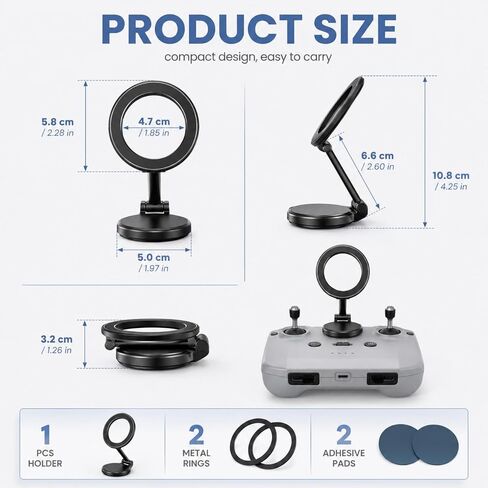 Adjustable Magnetic Phone Stand for DJI Rc-N1/N2/N3 Remote Control,for DJI Neo 2/ Avata 360/Mini 5 Pro/ 4 Pro/ 3/ Mini 4k/Air 3s/Avata 2 Skyrover X1 Drone Drone Accessories(Black) in Saudi Arabia