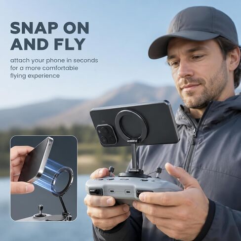 Adjustable Magnetic Phone Stand for DJI Rc-N1/N2/N3 Remote Control,for DJI Neo 2/ Avata 360/Mini 5 Pro/ 4 Pro/ 3/ Mini 4k/Air 3s/Avata 2 Skyrover X1 Drone Drone Accessories(Black) in Saudi Arabia