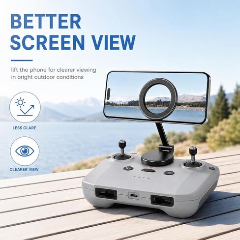Adjustable Magnetic Phone Stand for DJI Rc-N1/N2/N3 Remote Control,for DJI Neo 2/ Avata 360/Mini 5 Pro/ 4 Pro/ 3/ Mini 4k/Air 3s/Avata 2 Skyrover X1 Drone Drone Accessories(Black) in Saudi Arabia