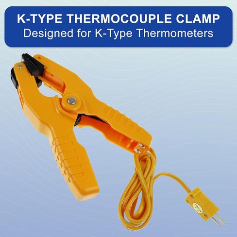 K-Type Temp Clamp Probe Thermocouple Temperature Clamp Sensor -40°F to 392°F with 32.7-inch Long Cable for High Precision Industrial HVAC Applications | High-Accuracy in Kuwait