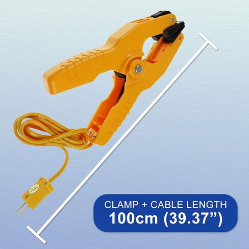 K-Type Temp Clamp Probe Thermocouple Temperature Clamp Sensor -40°F to 392°F with 32.7-inch Long Cable for High Precision Industrial HVAC Applications | High-Accuracy in Kuwait