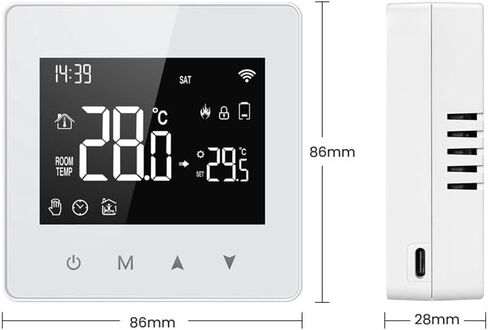 Tuya Wifi Thermostat جهاز تحكم في درجة الحرارة يعمل بالبطارية المنزلية الذكية لغلاية الغاز يعمل مع مساعد صوتي أبيض ABS ترموستات عن بعد in Kuwait