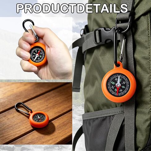 7 PCS Mini Compass Keychains, Colorful Outdoor Adventure Party Favors, Small Camping Keychain Compass for Treasure Hunt Classroom Prizes, Outdoor Games in Kuwait