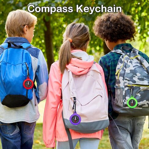7 PCS Mini Compass Keychains, Colorful Outdoor Adventure Party Favors, Small Camping Keychain Compass for Treasure Hunt Classroom Prizes, Outdoor Games in Kuwait