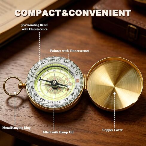 Camping Survival Compass Metal Compass Kids Compass for Hiking Camping Hunting Outdoor Military Navigation Tool - Camping - Compasses in Kuwait