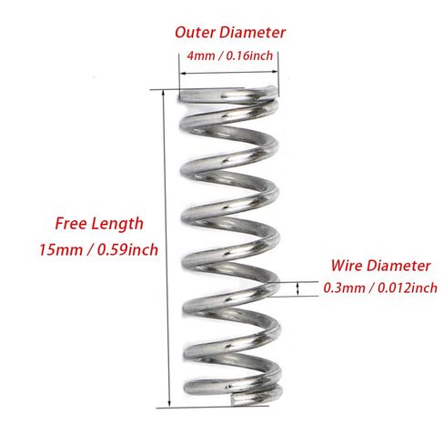 1000pcs Mechanical Spring, 304 Stainless Steel Metal Spring (0.3 * 4 * 15mm), 4mm Outer Diameter, 15mm Long, 0.3mm Wire Diameter Compression Springs Steel in Saudi Arabia