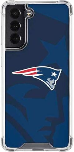 حافظة هاتف Skinit الشفافة متوافقة مع هاتف Galaxy S22 - تصميم مزدوج الرؤية مرخص رسميًا من NFL New England Patriots in Kuwait