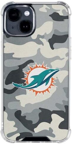 حافظة هاتف Skinit الشفافة متوافقة مع iPhone 15 - تصميم مموه مرخص رسميًا من NFL Miami Dolphins in Kuwait
