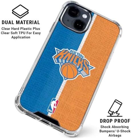 Skinit Clear Phone Case Compatible with iPhone 15 - Officially Licensed NBA New York Knicks Canvas Design in Kuwait