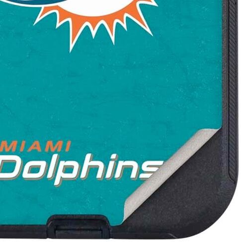 غلاف هاتف Skinit متوافق مع OtterBox Defender iPhone 14 Pro Max - مرخص رسميًا من NFL Miami Dolphins Distressed - تصميم أكوا in Kuwait