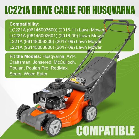 582598601 LC221A محرك كابل التحكم لاستبدال Husqvarna Poulan Craftsman L221A LC221A 21EFF كابل جزازة العشب in Kuwait