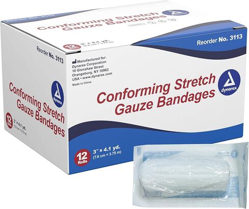Dynarex White Conforming Bandage Sterile 3" x 4-1/10 Yd 3113 12 per Bag in Kuwait