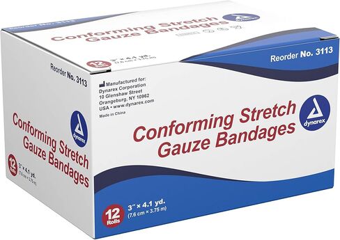 Dynarex White Conforming Bandage Sterile 3" x 4-1/10 Yd 3113 12 per Bag in Kuwait