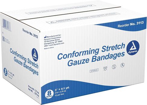 Dynarex White Conforming Bandage Sterile 3" x 4-1/10 Yd 3113 12 per Bag in Kuwait