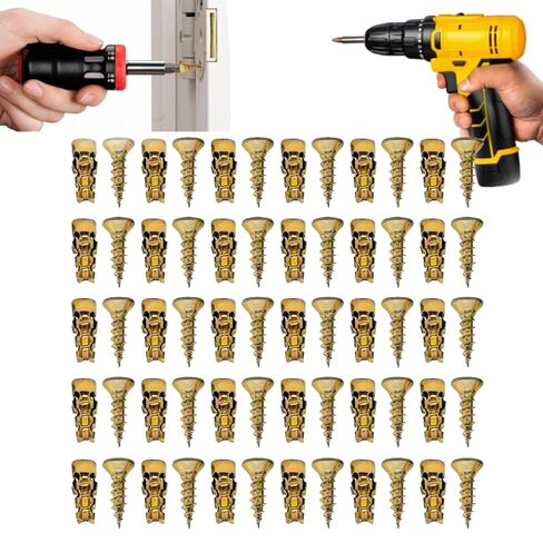 6×14mm Short Expansion Screw Set,50/100PCS Hinge RepairScrew and Expansion Anchor Set for Cabinet Hinge Repair & Stripped Thread Restoration,Secure Cabinet Door Fastening Accessories for Home Repair in Kuwait