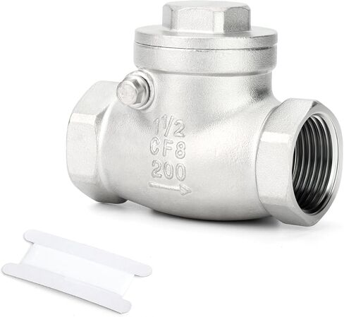 TAISHER 1PCS 304 Stainless Steel 1-1/2" NPT Female Swing Check Valve，Backflow Prevention, One Way Check Valve CF8 WOG 1000 in Kuwait