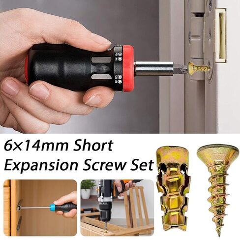 6×14mm Short Expansion Screw Set,50/100PCS Hinge RepairScrew and Expansion Anchor Set for Cabinet Hinge Repair & Stripped Thread Restoration,Secure Cabinet Door Fastening Accessories for Home Repair in Kuwait