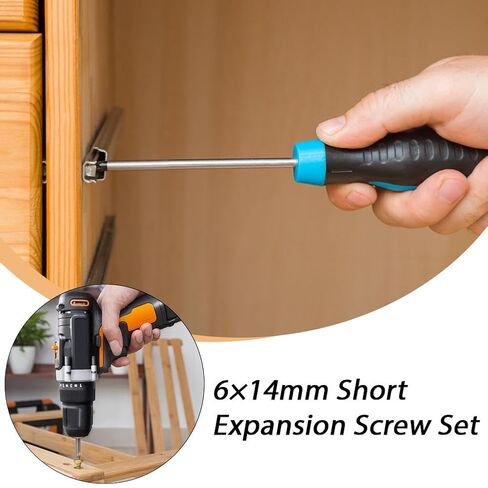 6×14mm Short Expansion Screw Set,50/100PCS Hinge RepairScrew and Expansion Anchor Set for Cabinet Hinge Repair & Stripped Thread Restoration,Secure Cabinet Door Fastening Accessories for Home Repair in Kuwait
