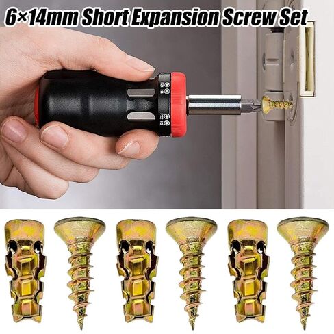 6×14mm Short Expansion Screw Set,50/100PCS Hinge RepairScrew and Expansion Anchor Set for Cabinet Hinge Repair & Stripped Thread Restoration,Secure Cabinet Door Fastening Accessories for Home Repair in Kuwait