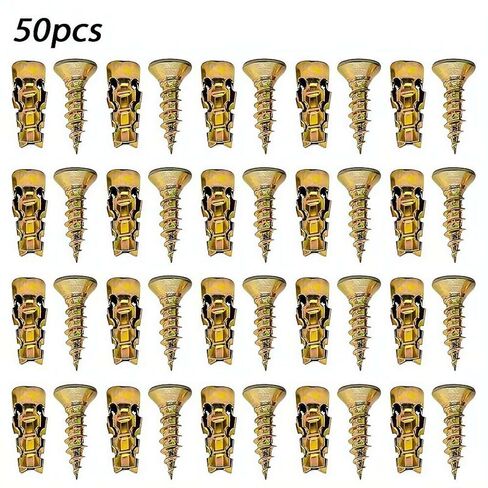 6×14mm Short Expansion Screw Set,50/100PCS Hinge RepairScrew and Expansion Anchor Set for Cabinet Hinge Repair & Stripped Thread Restoration,Secure Cabinet Door Fastening Accessories for Home Repair in Kuwait