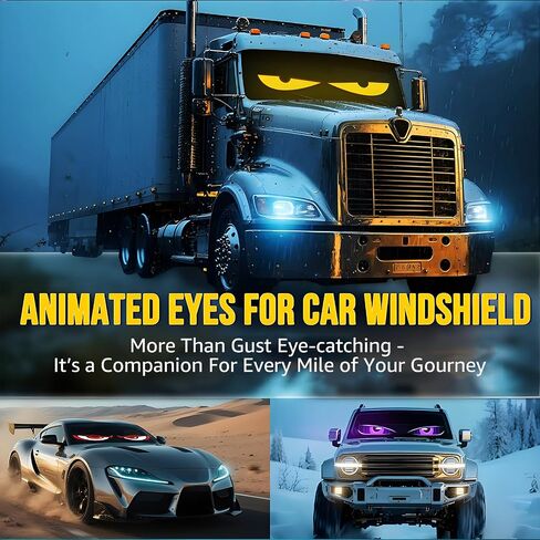 Devil Eyes Light 2pc لـ Windshield-23.42x4.72in Hcyhnb عيون قابلة للبرمجة [رقاقة متقدمة ، شاشة مزدوجة متزامنة 100 ٪] 5V مدعوم من USB ، APP/REMOTE ، عيون الزجاج الأمامي للسيارات/الشاحنات/سيارات الدفع الرباعي in Kuwait