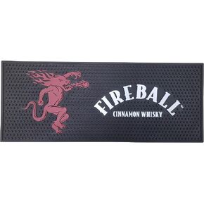 Fireball Cinnamon Whisky Extra Large Bar Mat - Rectangular, 8" x 1'8", Black, Letter Print in Saudi Arabia