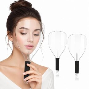 3PCS Barber Salon Face Shield,Clear Plastic Hairdressing Haircut Face Mask,Reusable Hairspray Shield Hairspray Face Shield with Sponge Handle for Hairdressing Makeup(Transparent,size:12.60 x 5.91inch) in Kuwait