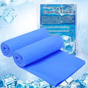 Cosweet PVA Cooling Towels - Quick Chilly Gym Towel Lasts 5 Hours for Neck and Face Hot Weather, Highly Absorbent, UPF 50+ for Outdoor Workout Sports Golf (2Pcs 33.5" x 13", Blue) in Kuwait
